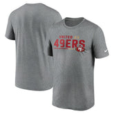 San Francisco 49ers Legend Team Shoutout Performance T-Shirt Heather Gray | Nike for Sale