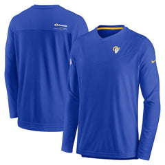 Los Angeles Rams Sideline Coach Chevron Lock Up Long Sleeve V-Neck Performance T-Shirt Royal | Nike for Sale
