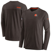 Cleveland Browns Sideline Coach Chevron Lock Up Long Sleeve V-Neck Performance T-Shirt Brown | Nike for Sale