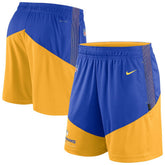 Los Angeles Rams Sideline Primary Lockup Performance Shorts Royal/Gold | Nike for Sale