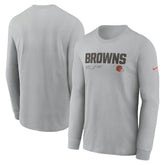Cleveland Browns Sideline Infograph Lock Up Performance Long Sleeve T-Shirt Silver | Nike for Sale