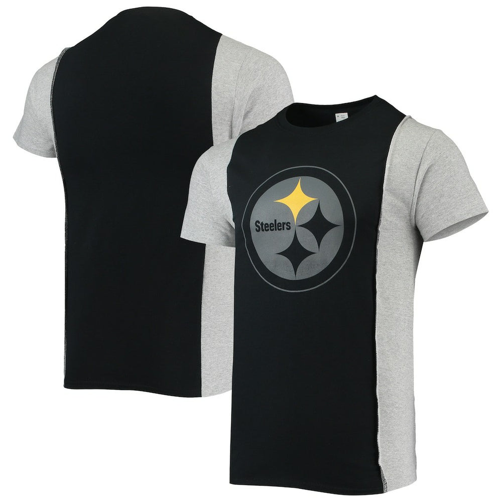 Pittsburgh Steelers Refried Apparel Sustainable Split T-Shirt Black/Heathered Gray | NFL