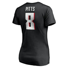 Kyle Pitts Atlanta Falcons Women's Player Icon Name & Number V-Neck T-Shirt Black | Fanatics