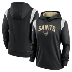 New Orleans Saints Women's Sideline Stack Performance Pullover Hoodie Black | Nike for Sale
