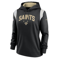 New Orleans Saints Women's Sideline Stack Performance Pullover Hoodie Black | Nike for Sale