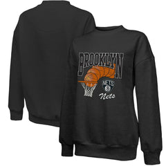 Brooklyn Nets Majestic Threads Women's Bank Shot Pullover Tri-Blend Sweatshirt Black - NBA