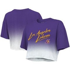 Los Angeles Lakers Majestic Threads Women's Dirty Dribble Tri-Blend Cropped T-Shirt Purple/White - NBA