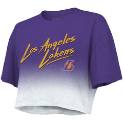 Los Angeles Lakers Majestic Threads Women's Dirty Dribble Tri-Blend Cropped T-Shirt Purple/White - NBA