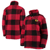 Chicago Blackhawks G-III 4Her by Carl Banks Women's Plaid Sherpa Quarter-Zip Jacket - Red/Black - NHL