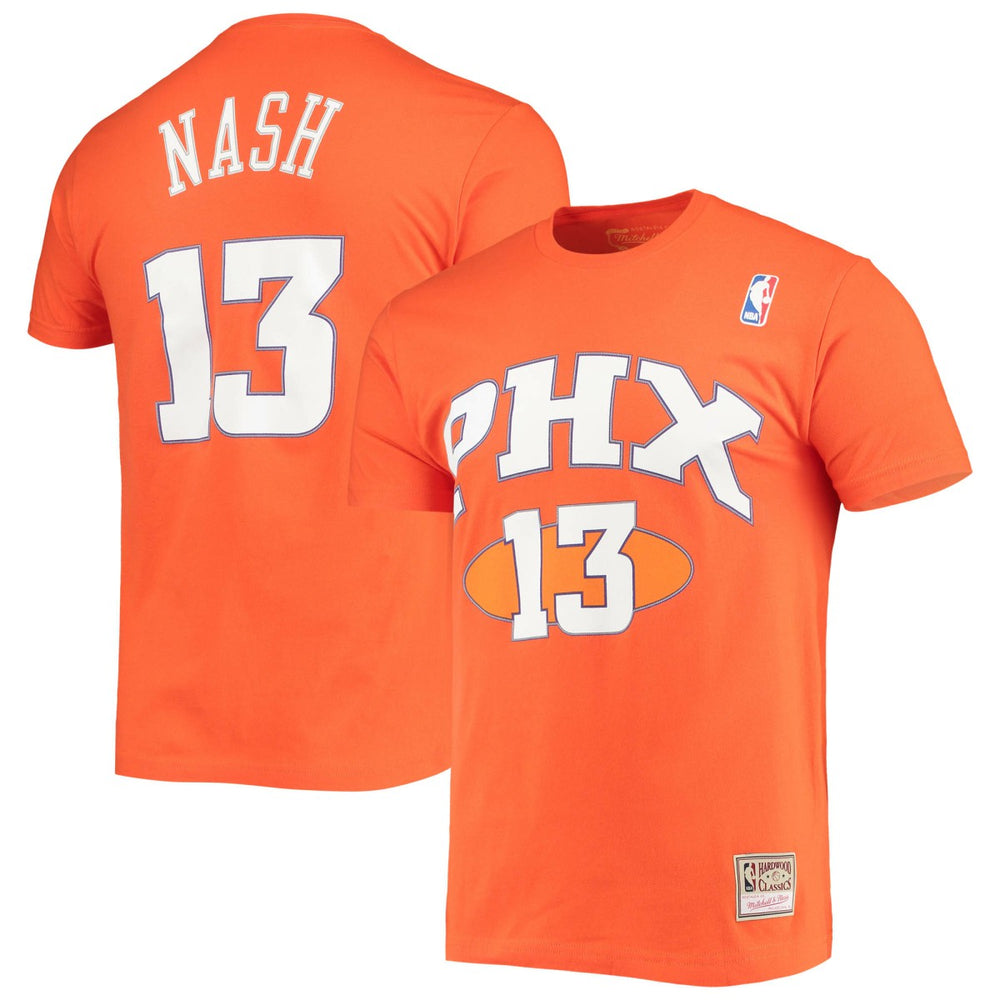Steve Nash Phoenix Suns Hardwood Classics Stitch Name & Number T-Shirt Orange - NBA