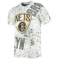 Brooklyn Nets FISLL Gold Foil Splatter Print T-Shirt White - NBA