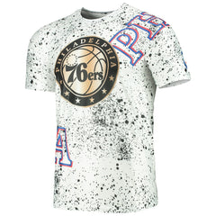 Philadelphia 76ers FISLL Gold Foil Splatter Print T-Shirt White - NBA