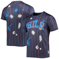 Philadelphia 76ers FISLL Striped Splatter T-Shirt Navy - NBA