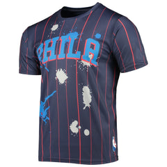 Philadelphia 76ers FISLL Striped Splatter T-Shirt Navy - NBA