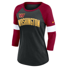 Washington Commanders Women's Football Pride Raglan 3/4-Sleeve T-Shirt Heather Black/Burgundy | Nike for Sale