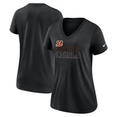 Cincinnati Bengals Women's Lock Up Tri-Blend V-Neck T-Shirt Heathered Black | Nike for Sale