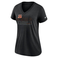 Cincinnati Bengals Women's Lock Up Tri-Blend V-Neck T-Shirt Heathered Black | Nike for Sale