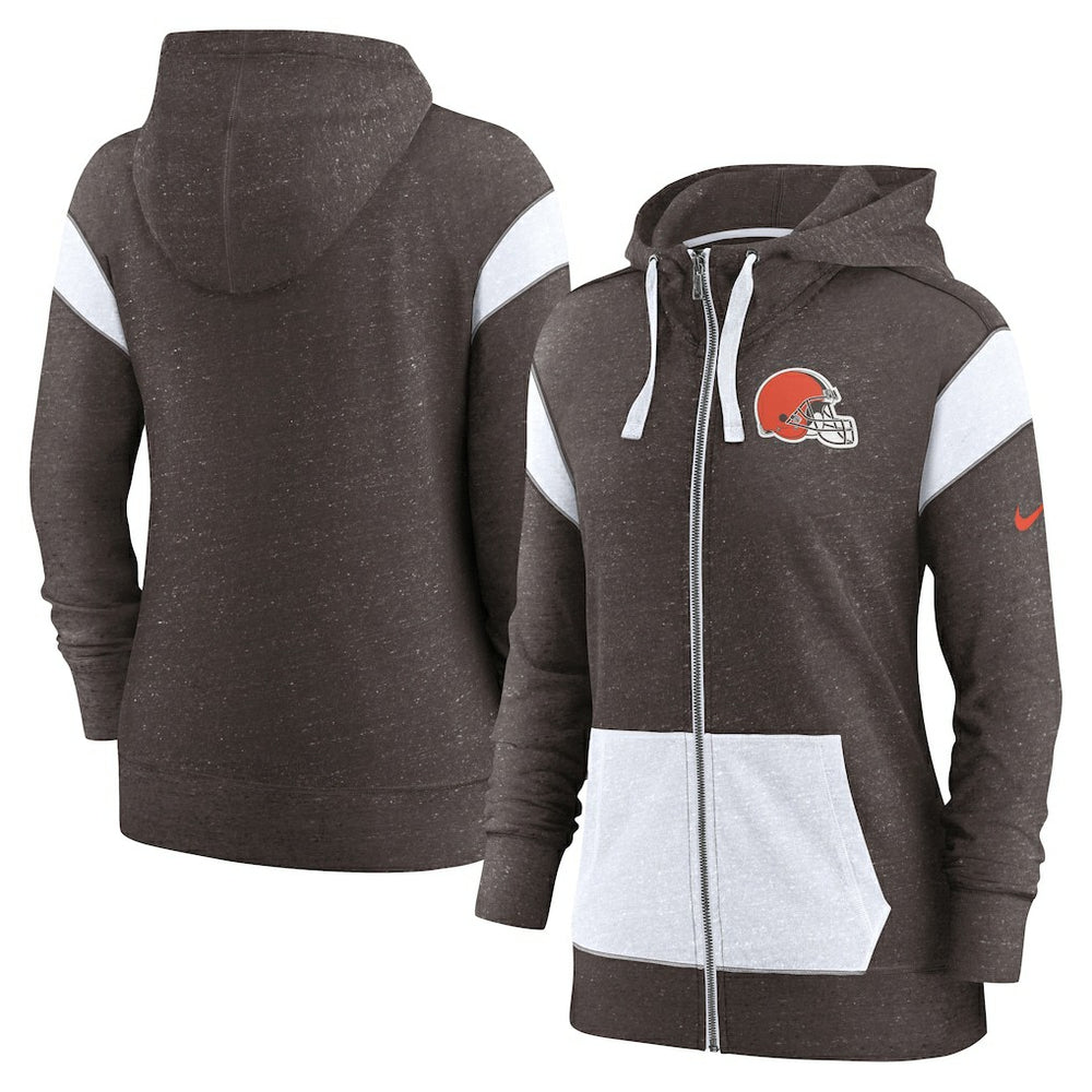 Cleveland Browns Women's Monaco Lightweight Full-Zip Hoodie Brown/White | Nike for Sale