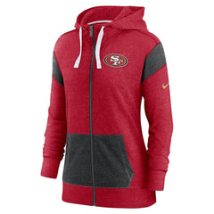 San Francisco 49ers Women's Monaco Lightweight Full-Zip Hoodie Scarlet/Heather Black | Nike for Sale