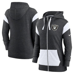 Las Vegas Raiders Women's Plus Size Monaco Full-Zip Lightweight Hoodie Heather Black/White | Nike for Sale