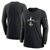 New Orleans Saints Women's Prime Split Long Sleeve T-Shirt Black | Nike for Sale