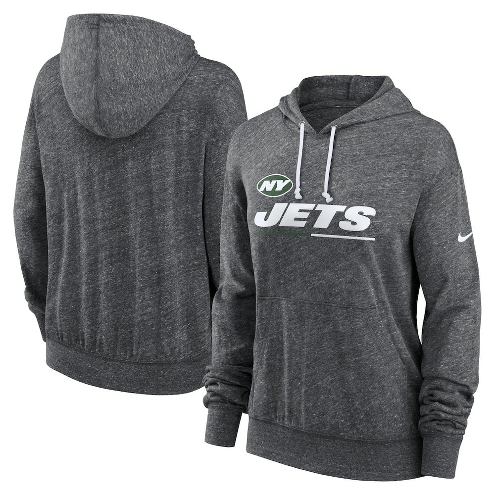New York Jets Women's Team Spirit Gym Vintage Lightweight Hoodie Top Heather Charcoal | Nike for Sale