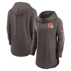Cleveland Browns Women's Minimal Statement Lightweight Raglan Funnel Neck Pullover Hoodie Brown | Nike for Sale