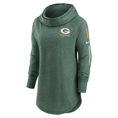 Green Bay Packers Women's Minimal Statement Lightweight Raglan Funnel Neck Pullover Hoodie Heather Green | Nike for Sale