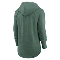 Green Bay Packers Women's Minimal Statement Lightweight Raglan Funnel Neck Pullover Hoodie Heather Green | Nike for Sale