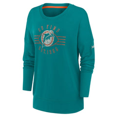 Miami Dolphins Women's Rewind Playback Icon Performance Pullover Sweatshirt Aqua | Nike for Sale