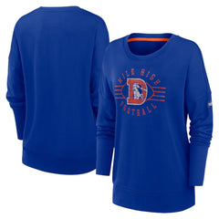 Denver Broncos Women's Rewind Playback Icon Performance Pullover Sweatshirt Royal | Nike for Sale