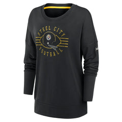 Pittsburgh Steelers Women's Rewind Playback Icon Performance Pullover Sweatshirt Black | Nike for Sale