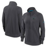 Carolina Panthers Women's Premium Raglan Performance Half-Zip Sweatshirt Charcoal | Nike for Sale