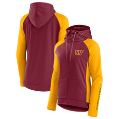Washington Commanders Women's End Around Lightweight Raglan Full-Zip Hoodie Jacket Burgundy/Gold | Fanatics