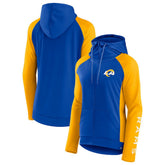 Los Angeles Rams Women's End Around Lightweight Raglan Full-Zip Hoodie Jacket Royal/Gold | Fanatics