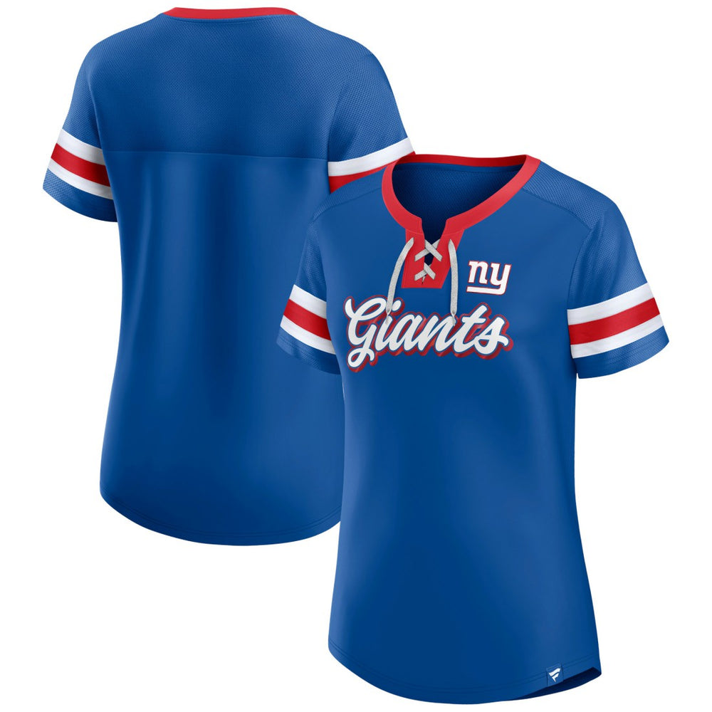 New York Giants Women's Original State Lace-Up T-Shirt Royal | Fanatics