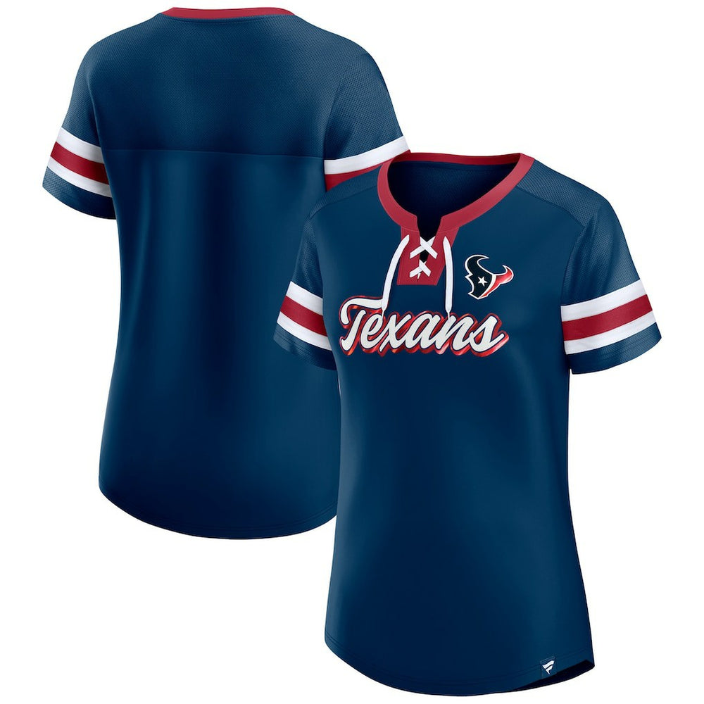 Houston Texans Women's Original State Lace-Up T-Shirt Navy | Fanatics