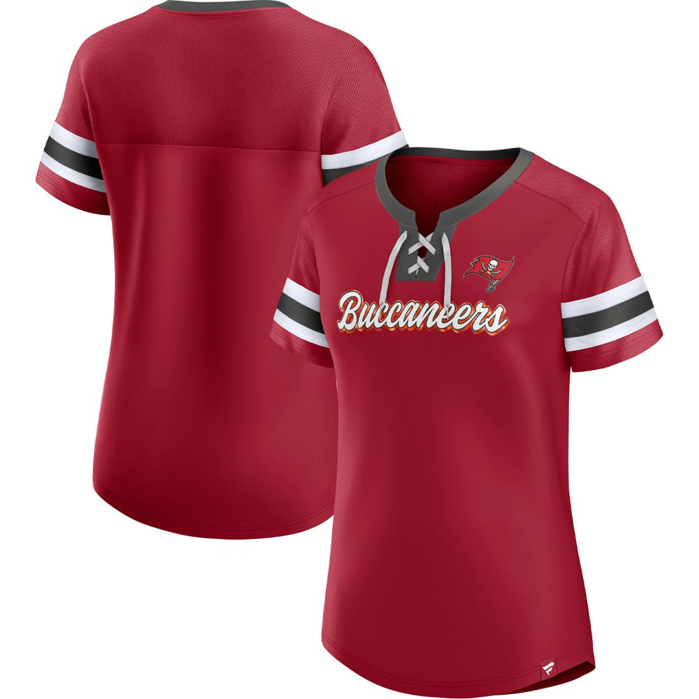 Tampa Bay Buccaneers Women's Original State Lace-Up T-Shirt Red | Fanatics
