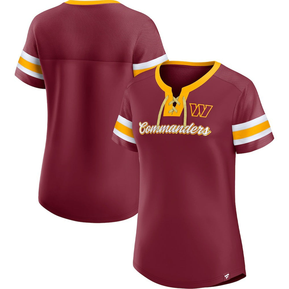 Washington Commanders Women's Original State Lace-Up T-Shirt Burgundy | Fanatics