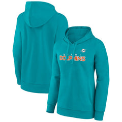 Miami Dolphins Women's Iconic Cotton Fleece Checklist Pullover Hoodie Aqua | Fanatics