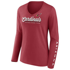 Arizona Cardinals Women's Drive Forward V-Neck Long Sleeve T-Shirt Cardinal | Fanatics