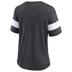 New Orleans Saints Women's Distressed Team Tri-Blend V-Neck T-Shirt Heathered Charcoal/White | Fanatics