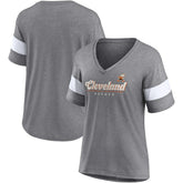 Cleveland Browns Women's Give It All Half-Sleeve Tri-Blend V-Neck T-Shirt Heather Gray | Fanatics