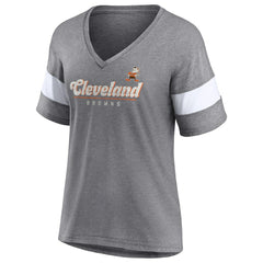 Cleveland Browns Women's Give It All Half-Sleeve Tri-Blend V-Neck T-Shirt Heather Gray | Fanatics