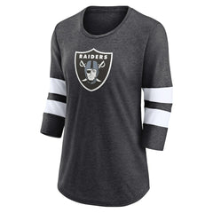 Las Vegas Raiders Women's Primary Logo 3/4 Sleeve Scoop Neck T-Shirt Heathered Charcoal | Fanatics