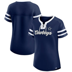 Dallas Cowboys Women's Original State Lace-Up T-Shirt Navy | Fanatics