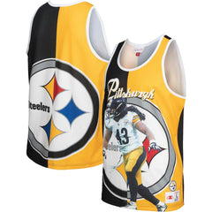 Troy Polamalu Pittsburgh Steelers Retired Player Graphic Tank Top Black/Gold | Mitchell & Ness