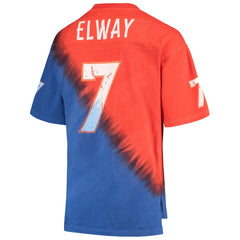 John Elway Denver Broncos Retired Player Name & Number Diagonal Tie-Dye V-Neck T-Shirt Orange/Royal | Mitchell & Ness