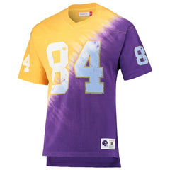 Randy Moss Minnesota Vikings Retired Player Name & Number Diagonal Tie-Dye V-Neck T-Shirt Gold/Purple | Mitchell & Ness