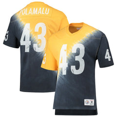 Troy Polamalu Pittsburgh Steelers Retired Player Name & Number Diagonal Tie-Dye V-Neck T-Shirt Gold/Black | Mitchell & Ness